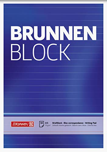 Brunnen 1052427 Bloc à lettres ligné, Cahier pour ecrire avec 50 feuilles 70 gm²