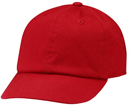 Kids Boy Girl Baseball Cap Hat Washed Low Profile 100% Cotton Soft Lightweight Adjustable Size (2-5 Years, Red)