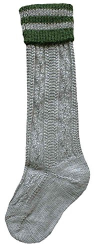 Lusana Trachtensocken Kinder L320R-0319 grau-grün - 35-37