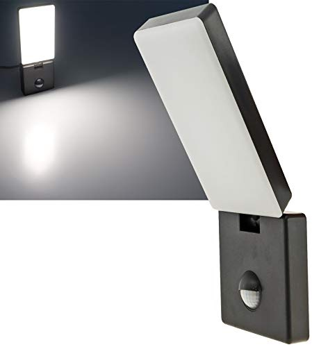 ChiliTec LED Außenlampe mit Bewegungsmelder, anthrazit | Lichtfarbe weiß, Reichweite 9 m, 140° Sensor, Für Haus und Garten, Für Innen und Außen