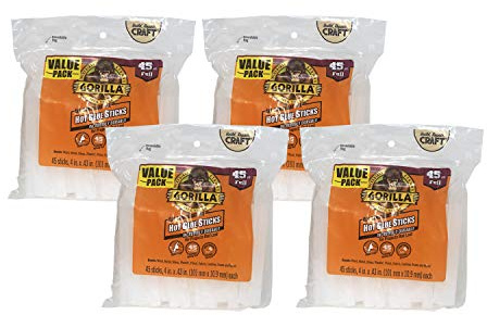 Gorilla 105983 4 Inch Full Size Hot Glue Sticks, 4-Pack, Clear, 4 Pack