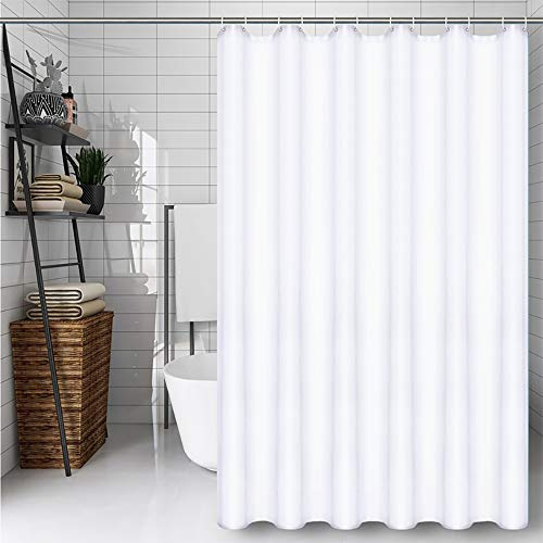 CXTAI Tenda da Doccia 180 x 200 cm, Antimuffa, Lavabile, Idrorepellente, 100% Poliestere, con 12 Ganci - Bianca