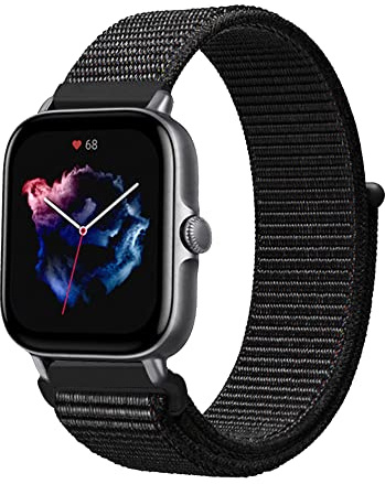 Niboow 20 mm armband för Amazfit GTR Mini/GTS 4/GTS 3/GTS 4 Mini/GTS 2 Mini/GTS 2e/GTS 2/GTS/GTR 42 mm, herr dam nylonarmband för Amazfit Bip 3 Pro/Bip 3/Bip S/Bip Lite/Bip U Pro, 20 mm, Nylon