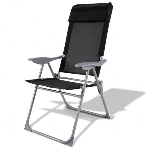 Camping Sessel Klappstuhl Hochlehner 5-Fach verstellbar klappbar Klappstuhl pulverbeschichtet Aluminium schwarz