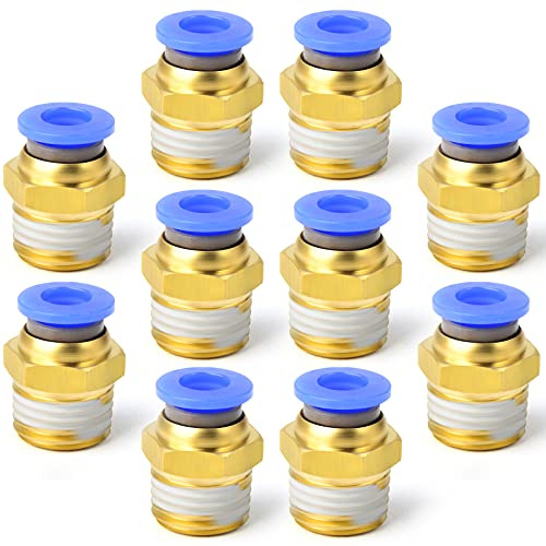 ERGAOBOY 10 Stück 4 mm Rohr AD x 1/4 BSP Außengewinde gerade Push to Connect Armaturen (PC4-02)