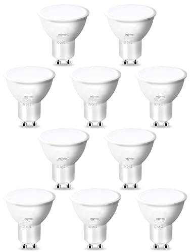 ROTTYI GU10 LED Glühbirne, 6500K Tageslicht weiß, 5W 450LM Energiesparlampen, 50W Halogenbirne äquivalent, 100° Strahlwinkel, nicht dimmbar, Schützen Sie die Augen Spotlight Lampe 10-Pack