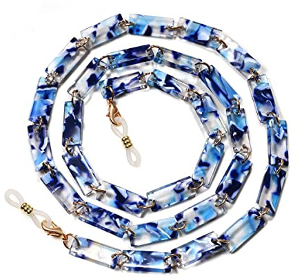 DNLKWGO Brillenhalter Kette Eyewear Lanyard Brillenkette Sonnenbrillenband Halter für Frauen, blau, Einheitsgröße
