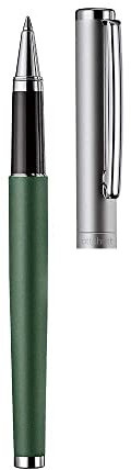Otto Hutt design 01 Tintenroller 009-11594 – Rollerball mit hochwertiger Beschichtung, und matter Oberfläche in der Farbe Grün – Mit Großraummine M, blau