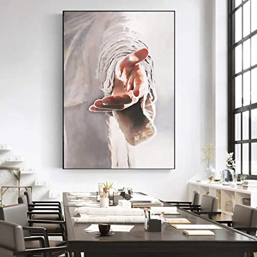 TANYANG Christus Wanddekoration Jesus Die Hand Gottes Leinwand Poster Und Drucke Wandkunst Bilder Gemälde Für Wohnzimmer Heimtextilien 60X90Cm Kein Rahmen