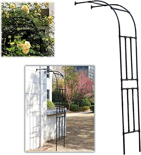 Halber Gartenbogen, Rosenbogen Aus Metall Für Kletterpflanzen, Halbbogen, Breite 120 cm, 150 cm, 180 cm, 210 cm, 240 cm,Wetterfestes Torbogen Rankhilfe Rankgitter,Schwarz,180*240cm