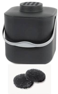 Stöckli Komposteimer Pot mit Aktivkohlefilter in Grau + 2 Ersatzfilter -5l Volumen - Swiss Made