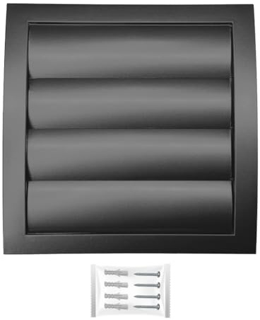 H&C VENT Grille Aeration 190x190mm avec clapet et Moustiquaire │ Anti retour Lamelles Mobiles│ Evacuation Cache Tuyau Ventilateur │ Exterieur Interieur Ventialtion │ Gaine Bouche Extracteur d'air VMC