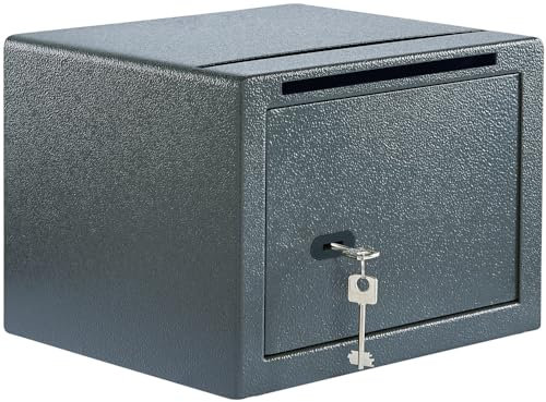 BURG-WÄCHTER Möbeltresor mit Schlüssel, inkl. Fachboden und Einwurfschlitz, Zur Wand- und Bodenbefestigung, 20,6 l, 12,7 kg, Pure-Safe PS 120 K EWS, anthrazit