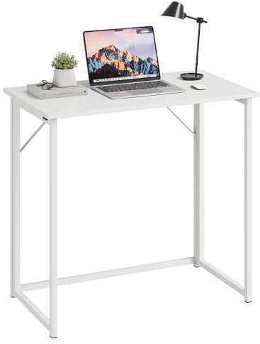 Dripex Klappschreibtisch Faltbar Tisch 80 x 46 x 74 cm Kleiner Schreibtisch klappbar Computertisch Platzsparender Tisch für Homeoffice Arbeitszimmer PC (Weiß-Montage)