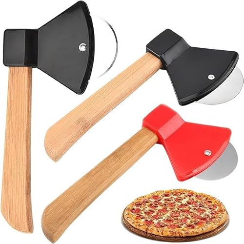 Rotella Tagliapizza Professionale, Taglierina per Pizza in Acciaio Inossidabile Multifunzionale Ascia Creativo Taglia Pizza con Manico in Legno per Pizza Pasta di Pane