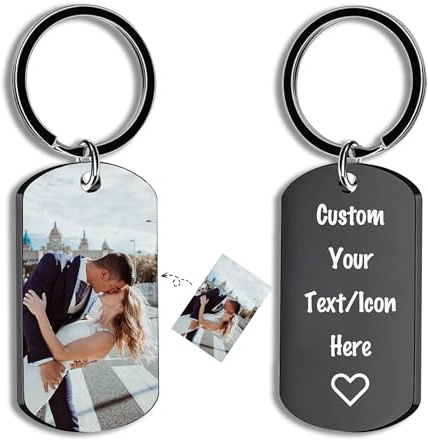 Porte Clef Personnalisable Porte Clef Photo Personnalisation Double Face - Téléchargement Une Image, Ajout De Texte Cadeau Saint Valentin Homme Cadeau Femme