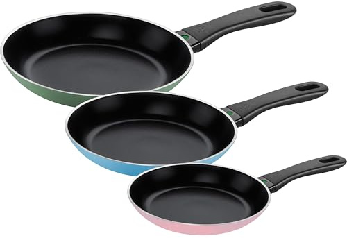 BALLARINI Caprera Bratpfannenset, 3-tlg, 20 cm + 24cm + 28cm, Aluminium, Induktionsgeeignet, Keramik-Antihaftbeschichtung, Made in Italy, gemischte Farben