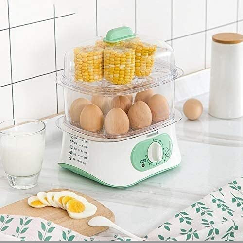 YIHANSS Multifunctional Double Layers Electric Smart Egg Boiler Cooker Household Kitchen Cooking Tool Utensil Egg Steamer Poacher (Color : Blue) (Color : Green) (Parent)