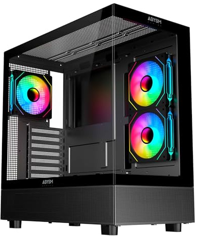 ABYSM Gaming Danube SAVA H400 Prime Black ATX Gamer PC-Gehäuse mit DREI ARGB-Lüftern, Kapazität für Grafikkarten bis zu 410 mm