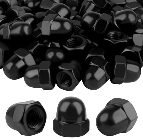 50 Piezas Tuercas Ciegas de M8, GalvanizadosTuercas de Sombrerete, Negros Tuercas Ciegas Hexagonales, Tuercas Ciegas de acero al Carbono para Tornillos de Bicicleta Varillas Roscadas
