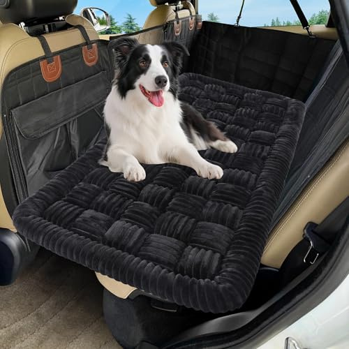 Loiion Hundebett Auto Rückbank, Weich Rückbank Hund Hundematte 127×62.5×5cm | Hundeschutz Auto Rückbank Große Hunde, Hundematte rutschfest, Leicht zu Reinigen, Kratzfest und Komfortabel, Schwarz