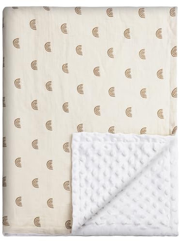 HOTUT Coperta in Cotone per Neonati, Morbida Coperta per Gattonare per Bambini, 75 x 100 cm, Coperta per Neonato a Pois, Baby Copertina per Carrozzina per Bambino (Arcobaleno)