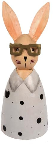 Zaunhocker Hase mit eckiger Brille Dekofigur aus Blech 27 cm Figur Metall Garten Deko Garten Balkon Osterhase Ostern Pfostenhocker