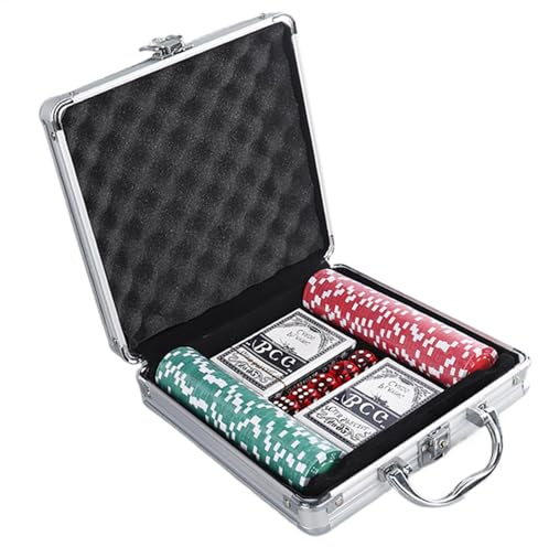 Bsbkoj Pokerchips set, kvalitets pokerkit med aluminiumfodral, 20 x 20 cm