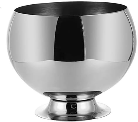 ZXTRYBHD Cubitera de Hielo para Fiestas, Cuenco de Champán de Acero Inoxidable Grueso, Cubo para Bebidas con Base de Pedestal, Alta Capacidad(Silver,Small)