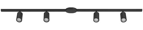Eglo Sistema di binari ad alto voltaggio Easy Track, set espandibile con 4 faretti da soffitto, binario in alluminio e plastica nera, lampade con attacco GU10, 192,5 cm