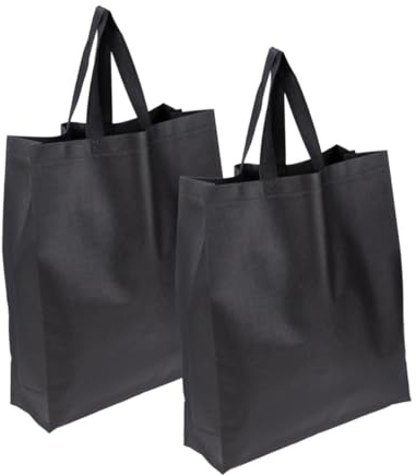 Ciieeo Paquet à Provisions Pliable en Tissu Non Tissé, Lot de 2, Noir