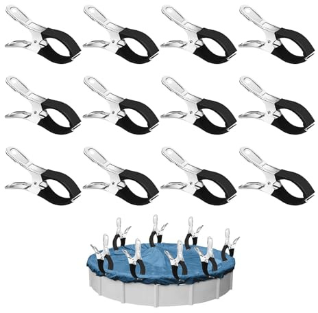 12 Pièces Métalliques pour Pince Bache Piscine, Pince pour Bache Piscine