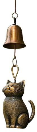 Carillon À Chat pour Extérieur | Carillon À Vent Mémorial Chat pour Jardin,Cloches Décoratives pour Balcon Terrasse Et Maison avec Pendule en Statuette Animaux