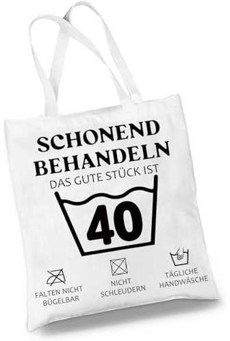 Happirra Lustige Baumwollbeutel zum Geburtstag, Geschenk zum 30/40/50/60/70/80 Geburtstag Frau Manner, Stofftasche Shopper Bag, Geburtstage Entspannt und Genussvoll Feiern