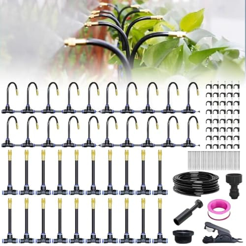 Bewässerungssystem Garten 360° Kurvenförmiges Automatisches – Tropfbewässerung für Garten, Gewächshauspflanzen, Hochbeete, Landschaften, Blumenkästen und Terrassenpflanzen (20 Meter)