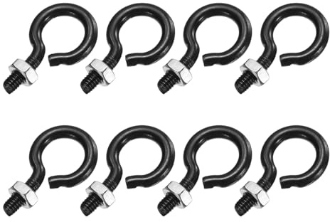 sourcing map Confezione da 8 bulloni a occhiello, M3 x 12 mm, in acciaio inox 304, con gancio a occhiello nero con dado per appendere o fissare cavi