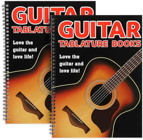 2 Pack Guitar Tablature Notebook and Blank Music Sheets 11.2x8.3 Inch Guitar Tablature Manuscript Paper with Chord Chart and Fretboard for Songwriting Composing Practice Music Theory Recording