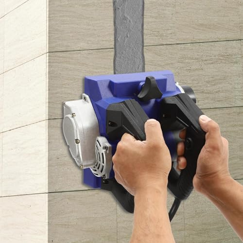 Cepilladora eléctrica de pared, 1300 W, 1000-4000 rpm, lijadora de hormigón, fresadora de rodillo, profundidad ajustable de 1 a 4 mm, ancho 15 cm (negro + azul)