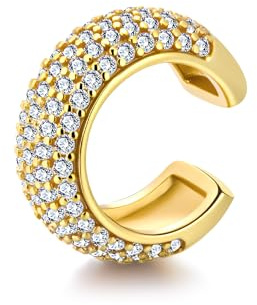 ALEXCRAFT Ear Cuffs Pendientes Sin Agujero Oro Pendiente Cartilago Oreja Piercing Falso Ear Cuff Dorado Circonita Cúbica Diamantes Brillante Chunky Aro Pendientes Mujer Oro