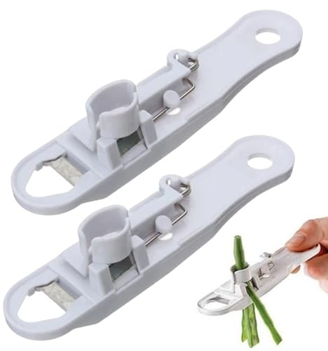 VBSYUYQ 2 Pack 3-in-1 Runner Bean Slicer, Manual Green Bean Cutter with String Remover & Topping Tailing Blade, Handheld Bean Shredder for Home Kitchen Food Prep