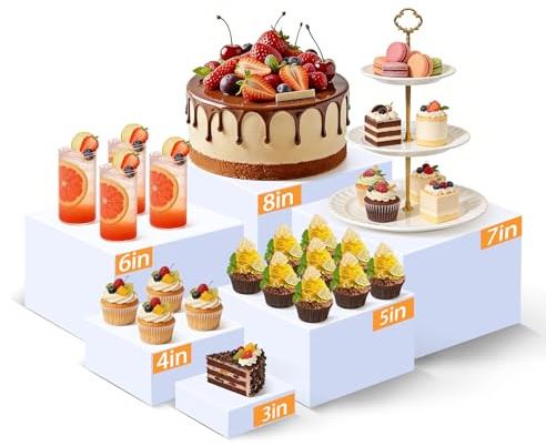 6 Pezzi Espositore da Buffet per Aperitivo, Alzate per Buffet Alzatine per Allestimenti Bianco, Supporti in Acrilico Supporto Cubico Annidabile di Varie Dimensioni per Torte Dessert Gioielli Profumi