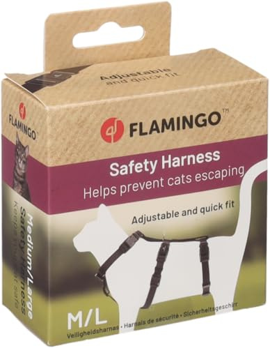 Flamingo Katze Sicherheitsgeschirr Zera Schwarz M/L 25-31cm 40-56cm 35-53cm 15mm