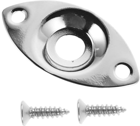 MOTHNUR Professional Metal Guitar Jack Plate Chrome Output Socket Cover for Electric Bass Guitars Protective Plate Accessory with Unique Cat Eye Design for Guitarists