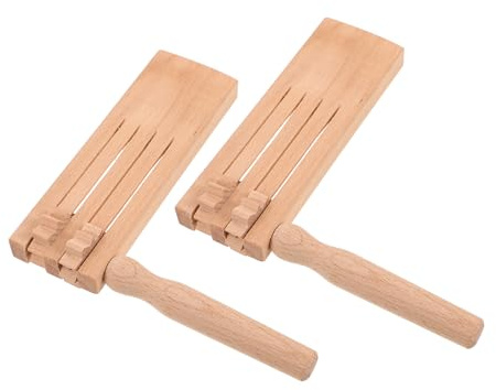 BESTonZON 2piezas Instrumentos Orff de Madera de Trinquete Giratorio Generadores de Ruido para Fiestas de Cumpleaños y Eventos Deportivos