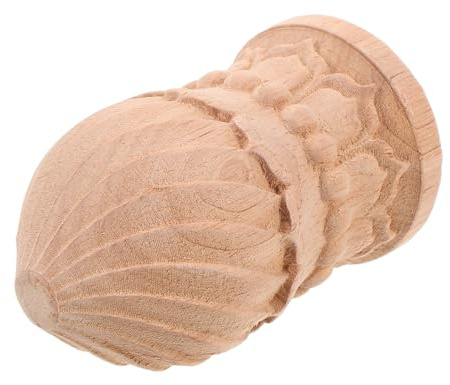 Anneome Capiteles decorativos de madera remate de piña de madera extremos de barra de cortina adorno de de escalera tapa para de escalera remate de newel Beige