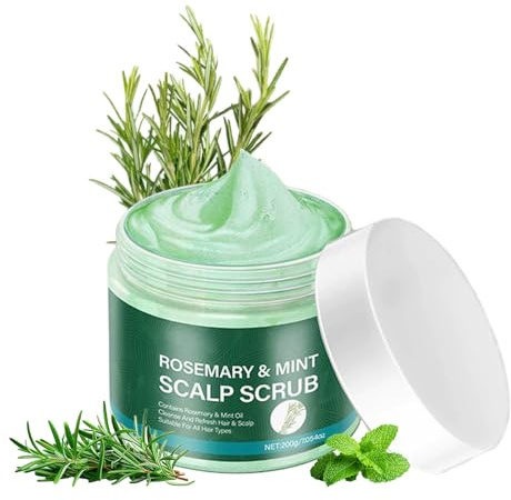 Scrub per cuoio capelluto con rosmarino e menta, pulisce accuratamente il cuoio capelluto e rimuove l'olio in eccesso, shampoo esfoliante delicato con rosmarino e menta per capelli grassi, dona volume