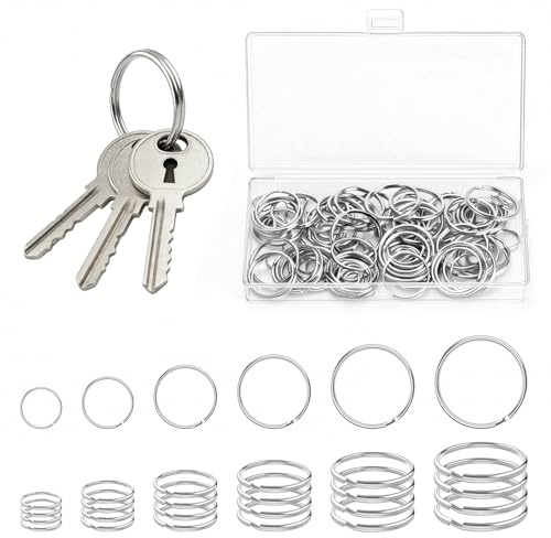 120 Piezas Anillas Llaveros de metal, Argollas para Llaveros, Anilla Llavero, anillas divididas para artesanal DIY, 12mm 15mm 20mm 25mm 28mm 30mm