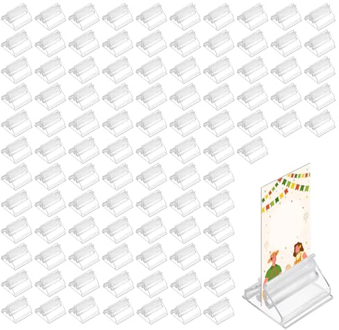 LCUHAVA Kartenhalter 100 Stück transparent 19x19x13mm Visitenkarten Halter Photocard Holder Fotohalter Kartenständer PS Dreieck Tischkarten Memos Spielkarten Büro Party