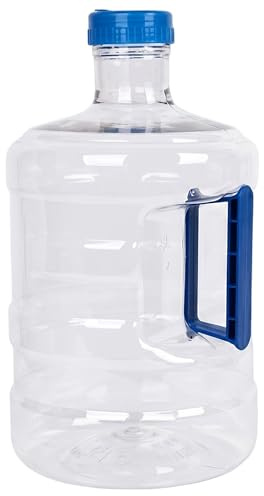 Jarras, Jarras De Agua De Plástico De 5 L, Botella De Agua De Galón Transparente A Prueba De Fugas con Asa, Compatible con Dispensadores Domésticos, Boca De 2, 16 Pulgadas