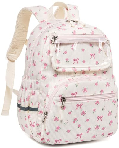 LEDAOU Sac à dos pour enfant fille de 2 à 5 ans – Sac à dos de maternelle en velours côtelé rose 33 x 25 x 12 cm avec compartiment déjeuner, fenêtre de visualisation, réflecteurs, sangle de poitrine